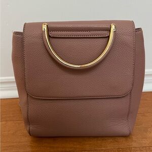 Mystique Faux Leather Soft Muted Pink Button Snap Closure Backpack - Medium